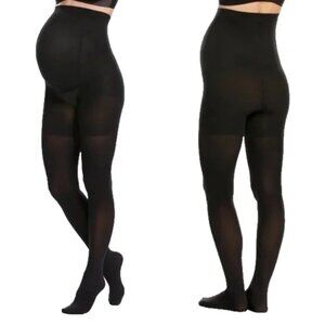 28$ Spanx Mama Maternity Tights Elasticized Waistband Women's Size A Black